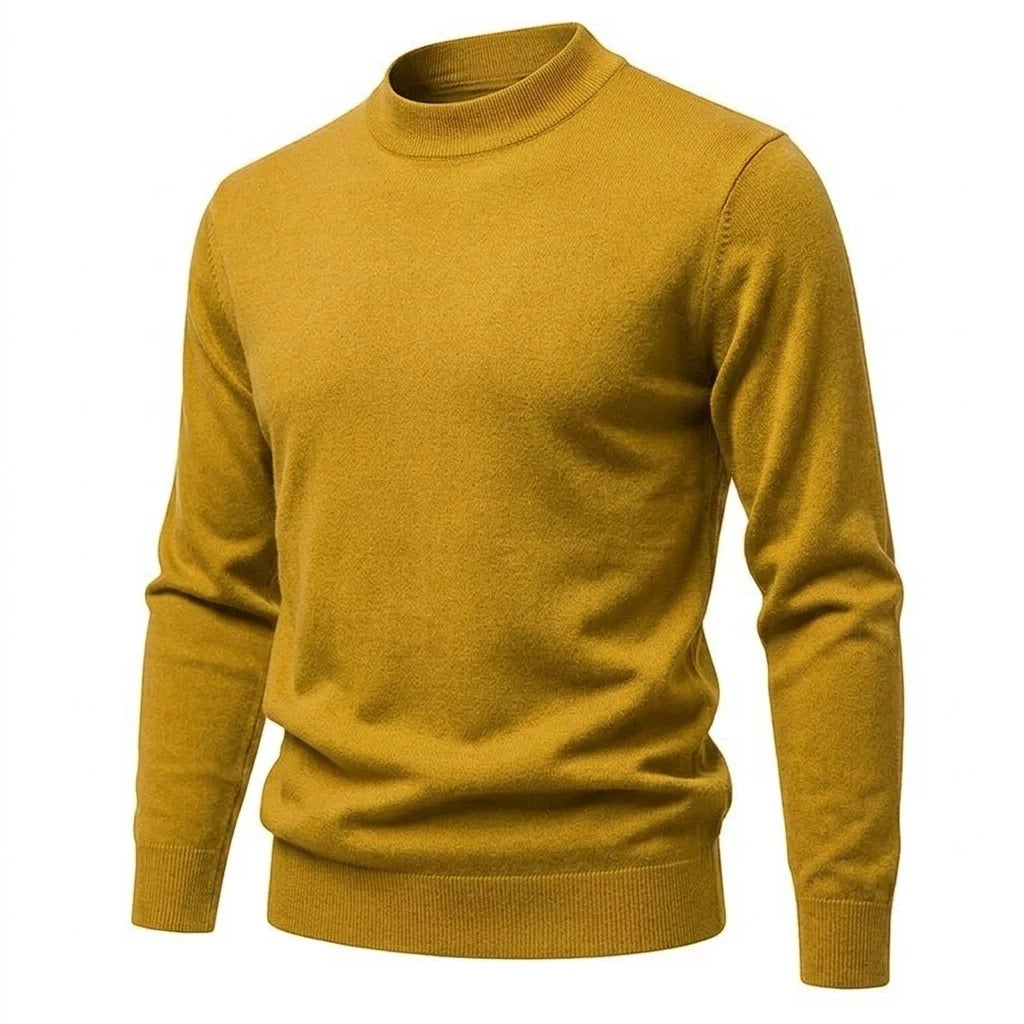 New Men's Mock Turtleneck Sweater Casual Long Sleeve Slim Fit Pullover Knitwear Solid Autumn Jumpers Warm Blouses for Winter