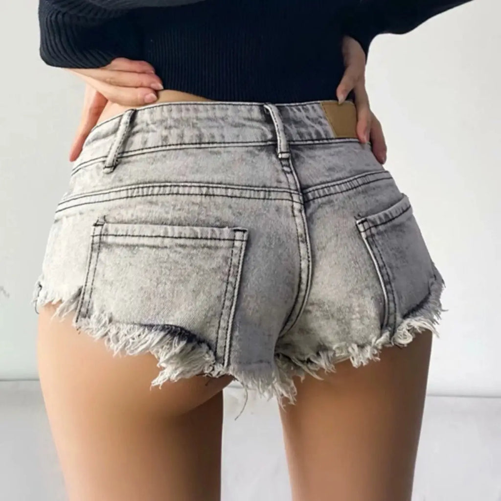 Women Summer Low Waist Denim Shorts Stretchy Short Jeans Hot Pants Sexy Triangle Design Butt Enhancer Casual Streetwear DURIKIES