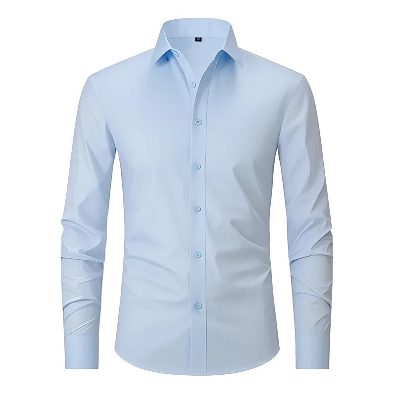 Men's Four-sided Elastic Solid Color Non-iron Shirt Anti-wrinkle Business Shirt
