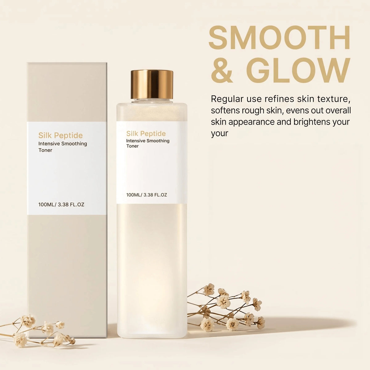 Silky Peptide Toner Intense Smoothing Hydrating Gentle Skin Conditioning Lasting Moisture Soft Texture Makeup Base Facial Toner