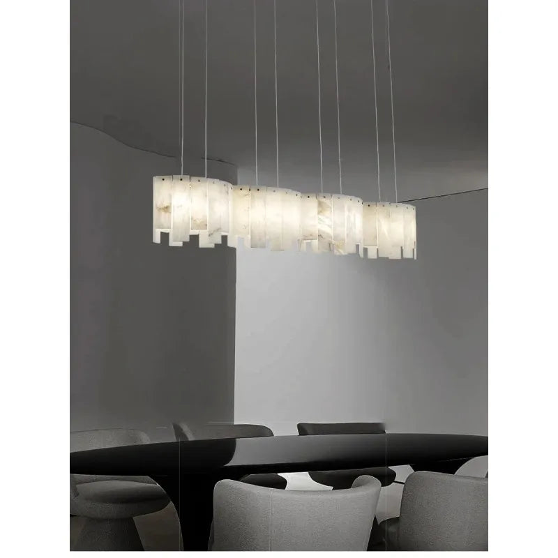 Modern Light Luxury Natural Marble Ceiling Pendant Lamps Home Decor Appliance Hanging Lamps Brushed Matte Gold Lighting