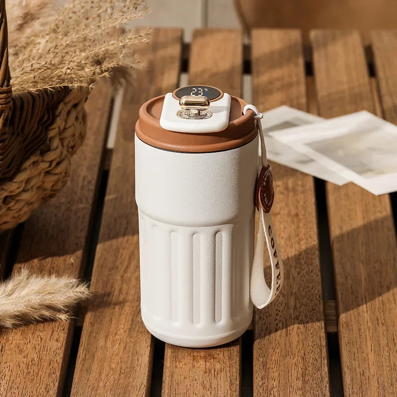 1pc Smart Thermos Bottle Water Digital LED Temperature Coffee Cup Stainless Steel Vacuum Cup Office Cup Business Portable Mug