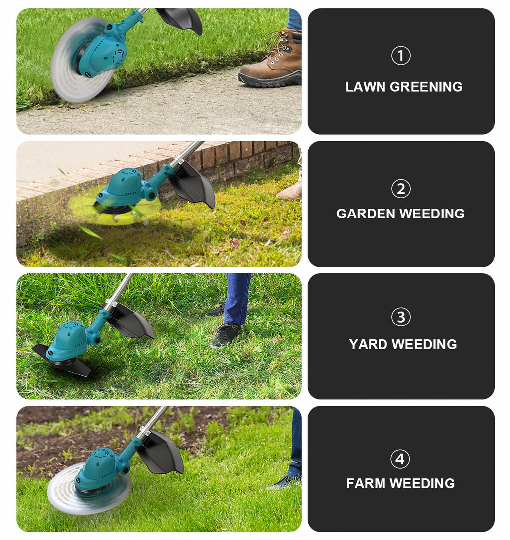 Gisam 10Inch Brushless Electric Lawn Mower 36000RPM Grass Trimmer Length Adjustable Garden Power Tool For Makita 18V Battery Pin