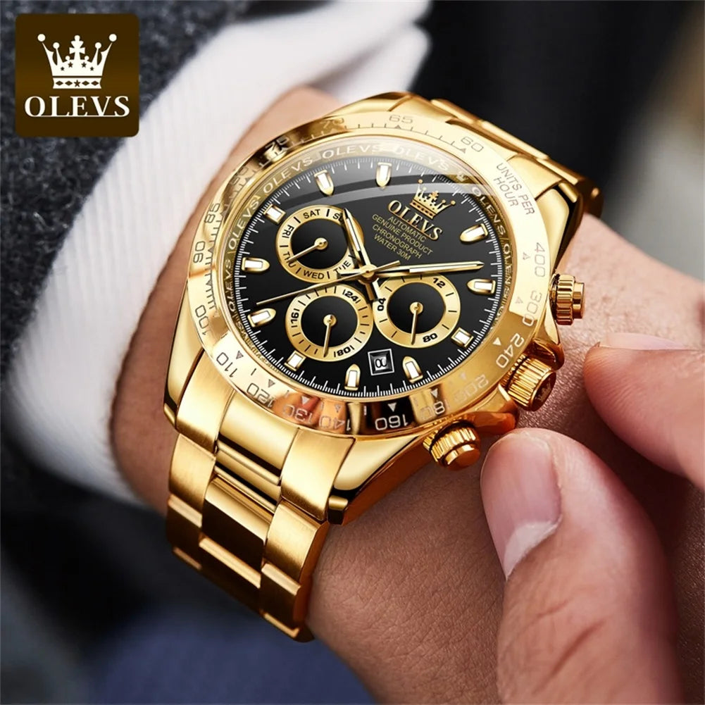 OLEVS 6638 Men Watch Classic Multifunctional Dial Waterproof Luminous Watches Fully Automatic Mechanical Male Wristwatch