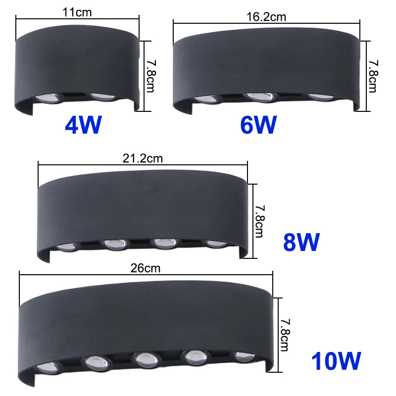 LED Wall Lamp 4/6/8/10 Outdoor Wall Lamps Up And Down Towards Lighting For Indoor Room Decoration Garden Lighting Street Lights
