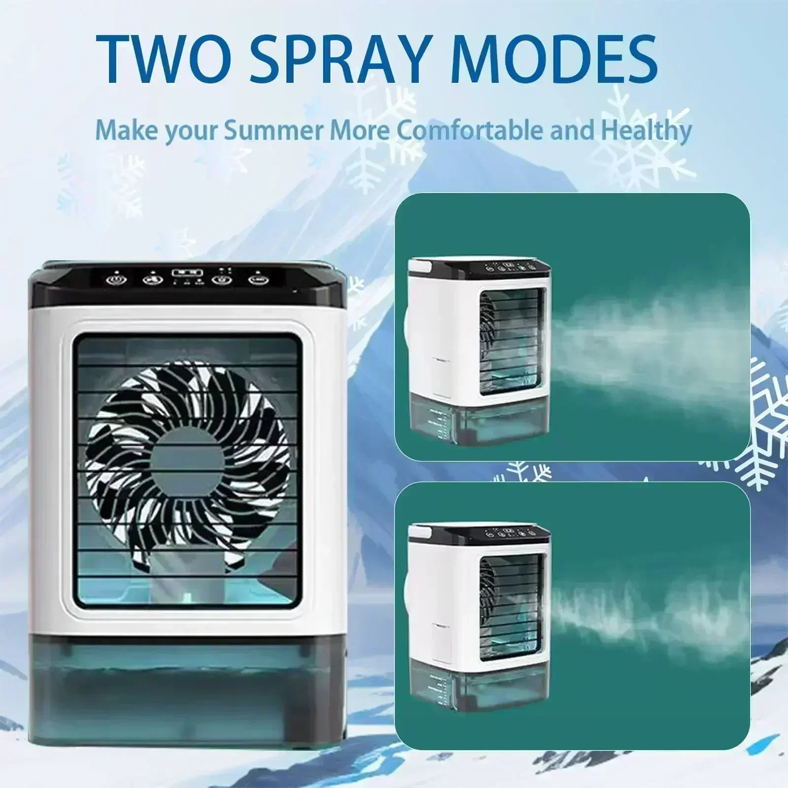Portable Evaporative Rechargeable Mini Air Cooler 900ml Tank 3‑Speed Desktop Fan 7‑Color Night Light Humidifier Dorm Travel