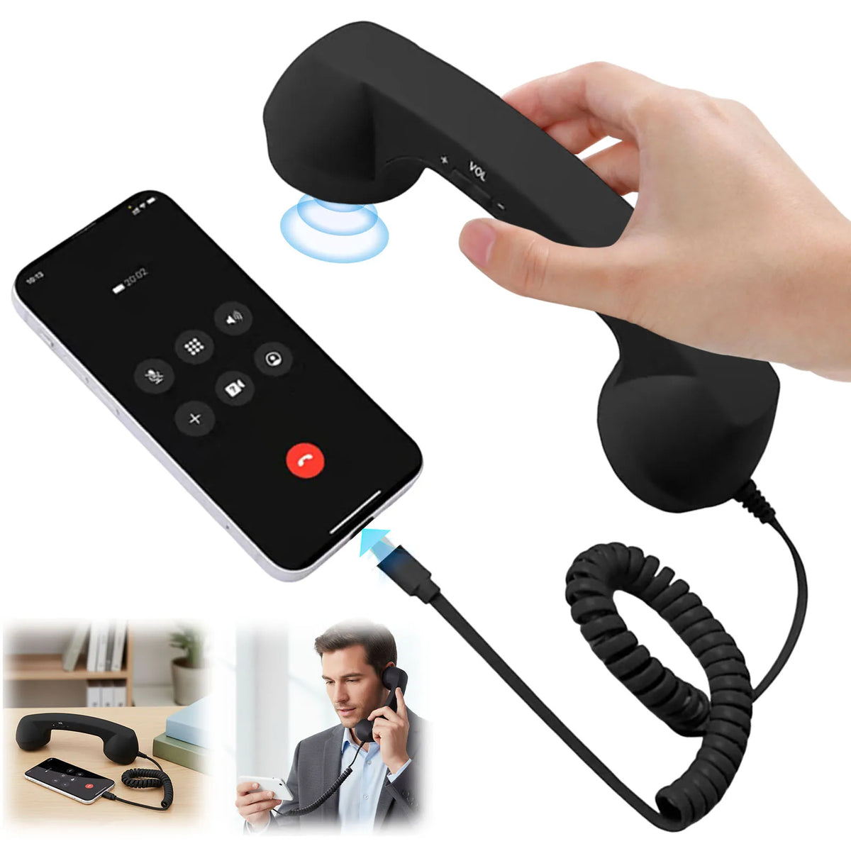 Retro Phone Handset, 2026 New Retro Phone Handset for iPhone&Android, Type-C/Wireless Bluetooth Old Fashioned Telephone Receiver