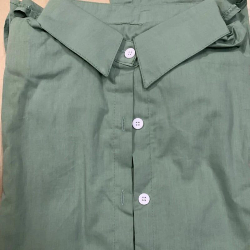 Fashion Solid Shirt Home Suits Casual Short Sleeve Tops + Drawstring Shorts Two Piece Set 2024 Summer Women Button Loose Outfit