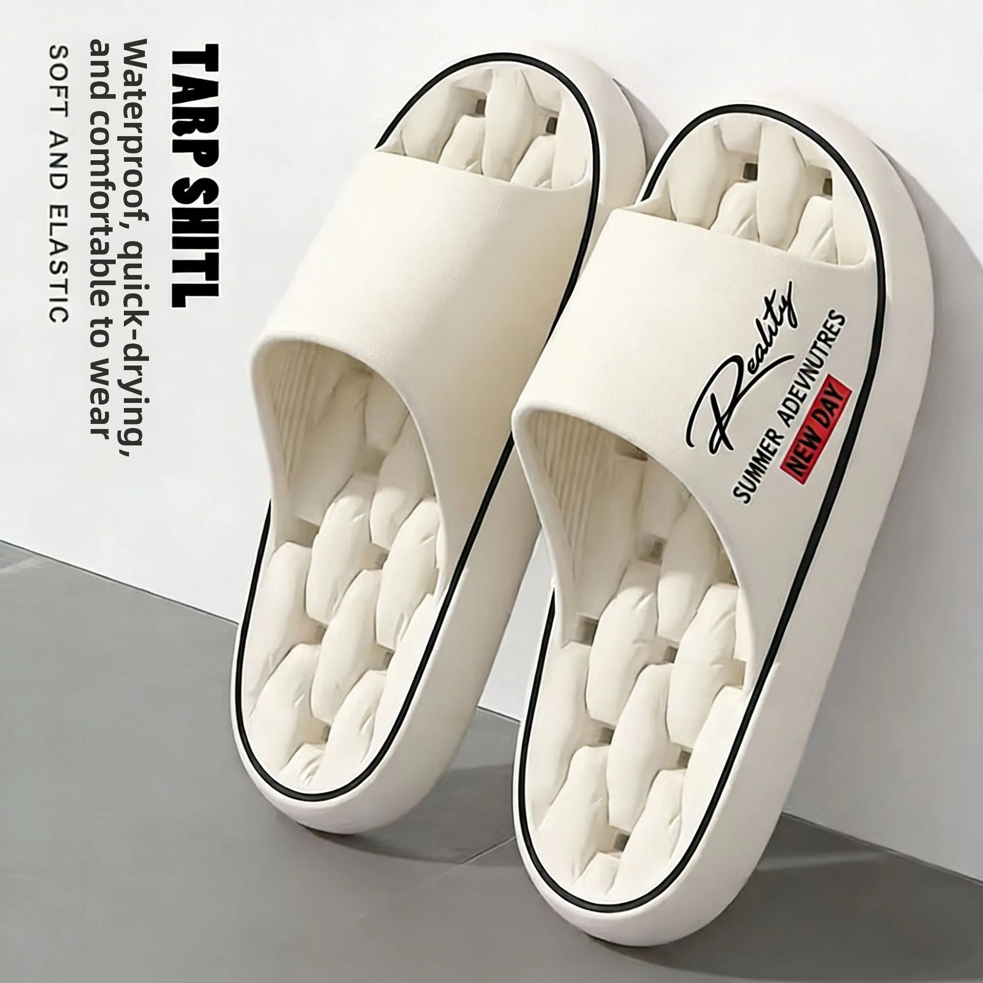 New Summer Thick Bottom Slippers Indoor Home Bathing Anti-slip Couple Outdoor Wearable Slip-On Shoes Men's Comfortable Massag...