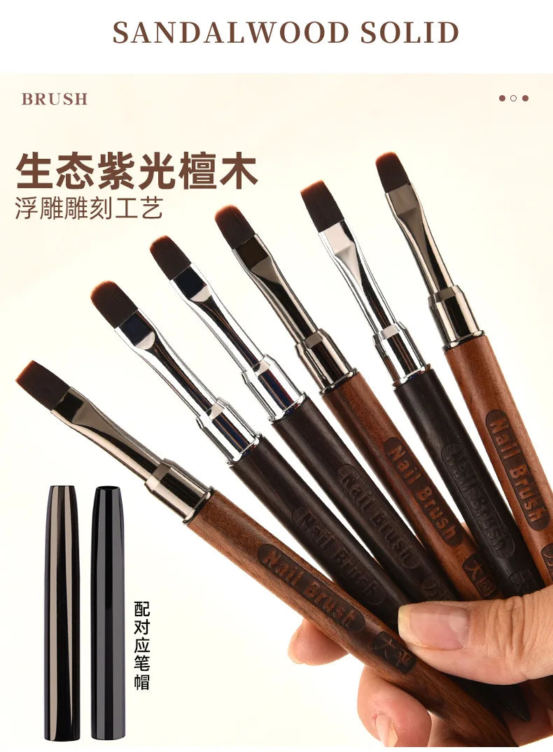 Nails Art Liner Brushes Wooden Handle Phototherapy Acrylic UV Gel Brush for Elongated Lines Painting Professional Manicure Tool