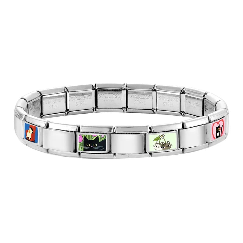 Y2K Cute Funny Sofa Cats Dogs Italian Charm Fit 9mm Stainless Steel Women DIY Bracelet Drop Shipping Fashion Jewelry Wholesale