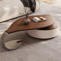 Modern leaf-shaped walnut veneer coffee table light luxury living room home new designer special shape coffee table