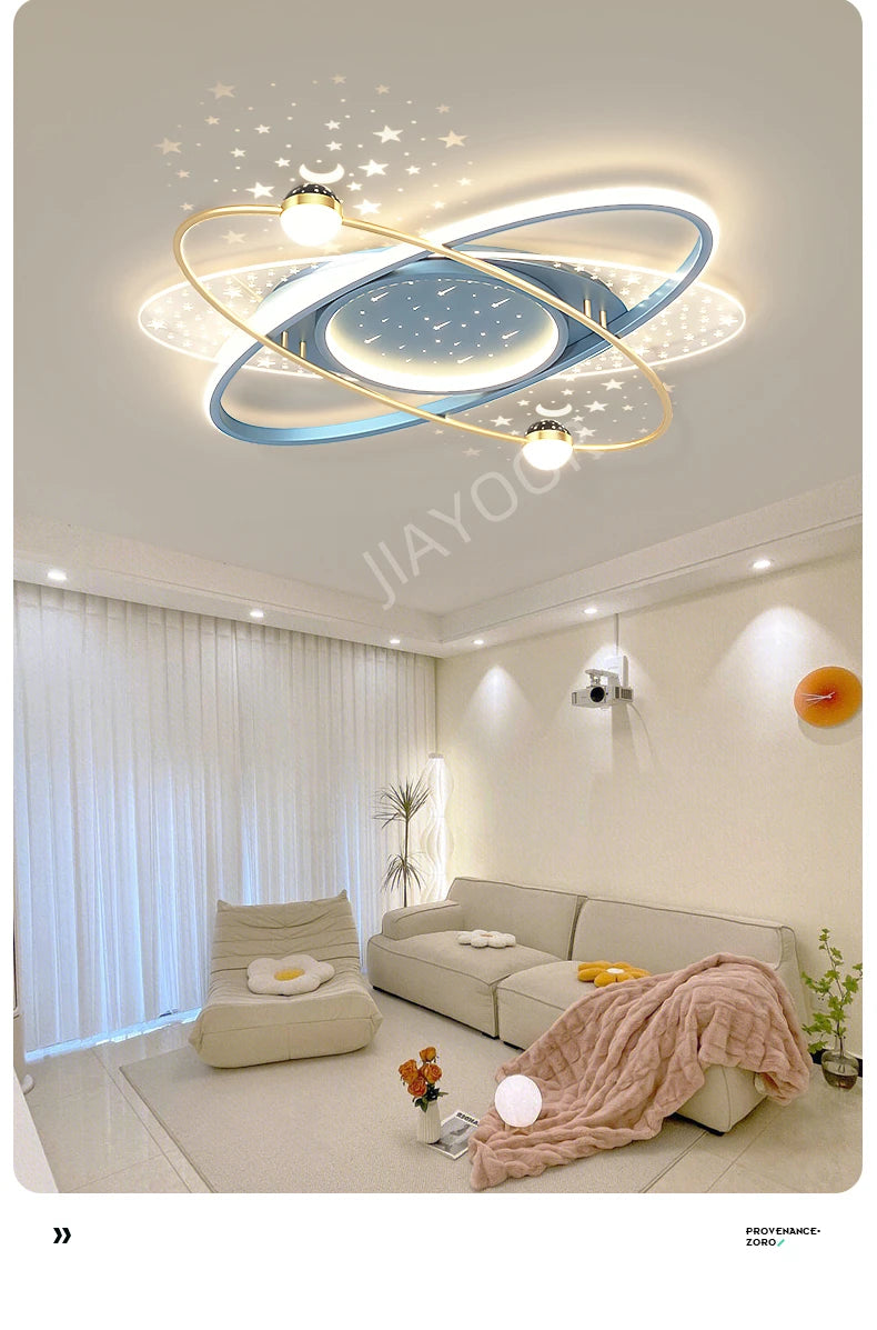 Modern LED Chandelier Light Luxury Starry Sky Home Decor Living Children's Room Bedroom Lamp Indoor Lighting Kids’ Pendant Light
