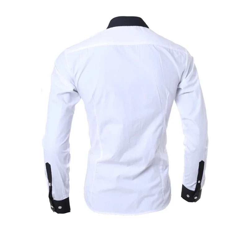 Mens Stripes Shirts Long Sleeved Slim White Social Shirts Casual Male Clothes Business Camisa Masculina Chemise Christmas Shirt