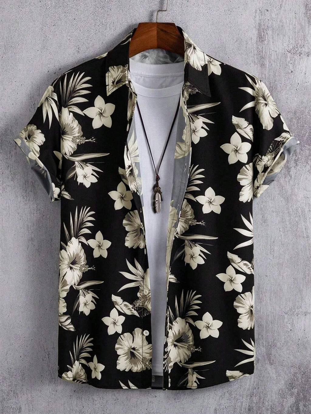 Hawaiian Style Fresh Coconut Print Men's Short-sleeved Fashion Shirt Men's Summer Outdoor Vacation Fashion Short-sleeved Shirt