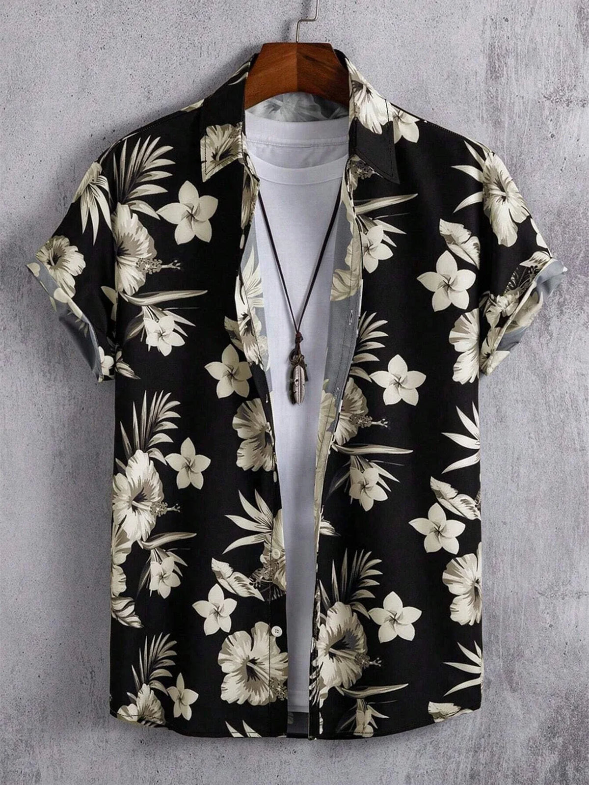 Hawaiian Style Fresh Coconut Print Men's Short-sleeved Fashion Shirt Men's Summer Outdoor Vacation Fashion Short-sleeved Shirt