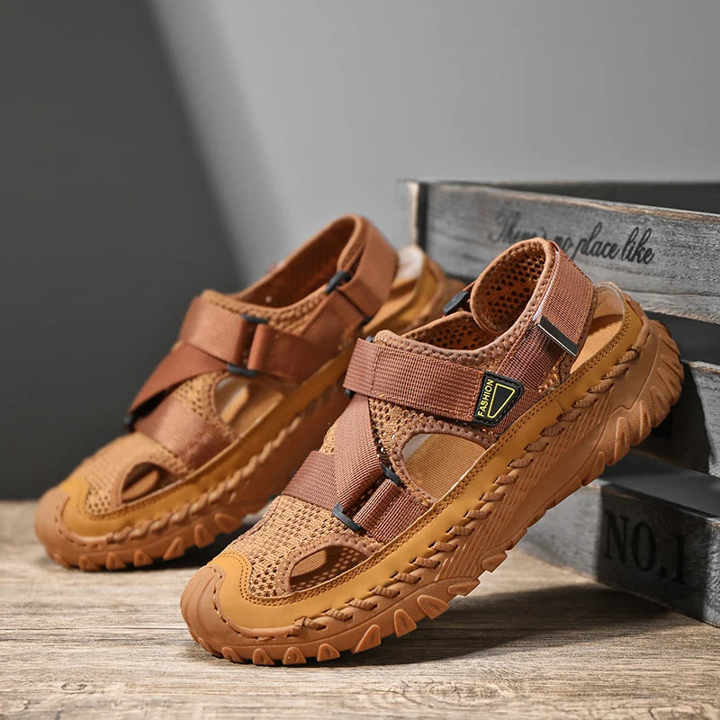Summer Men Sandals Genuine Leather Mens Casual Shoes Outdoor Men Leather Sandals for Men Beach Shoes Roman mens Shoes