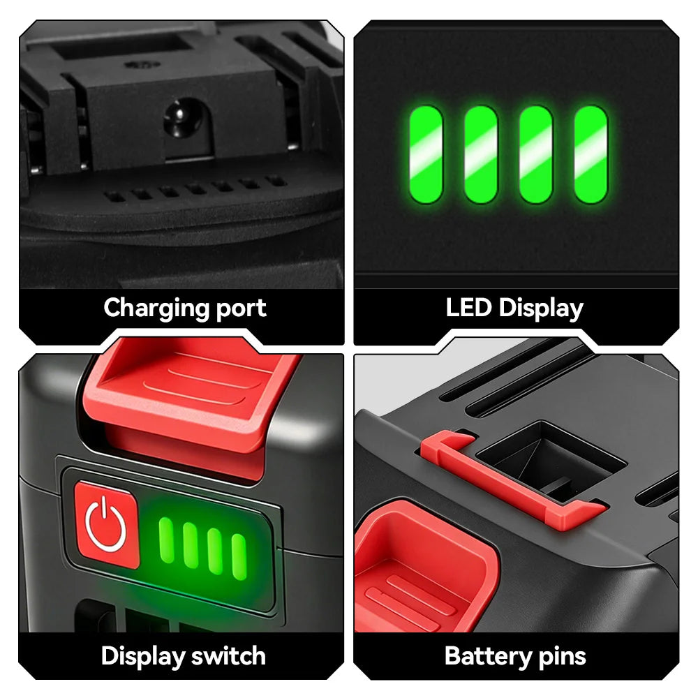 ONEVAN 15000mAh 22500mAh Lithium Ion Battery Rechargeable Battery With Charger Electric Wrench Power Tool For Makita 21V Battery Pin Tool