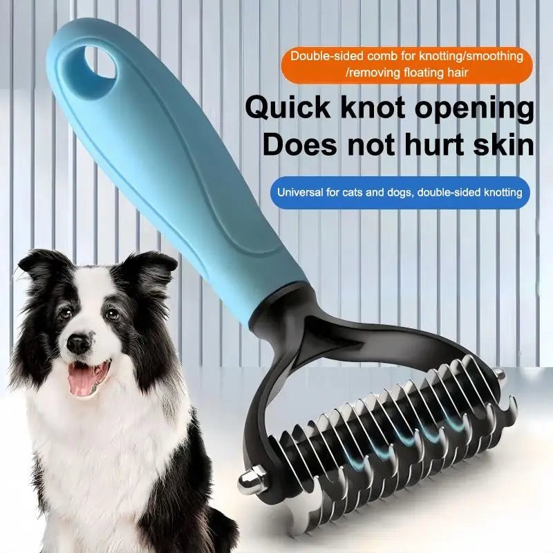 Two sided Pet Deshedding Brush Professional Hair Remover Comb for Dog Cat Grooming Use