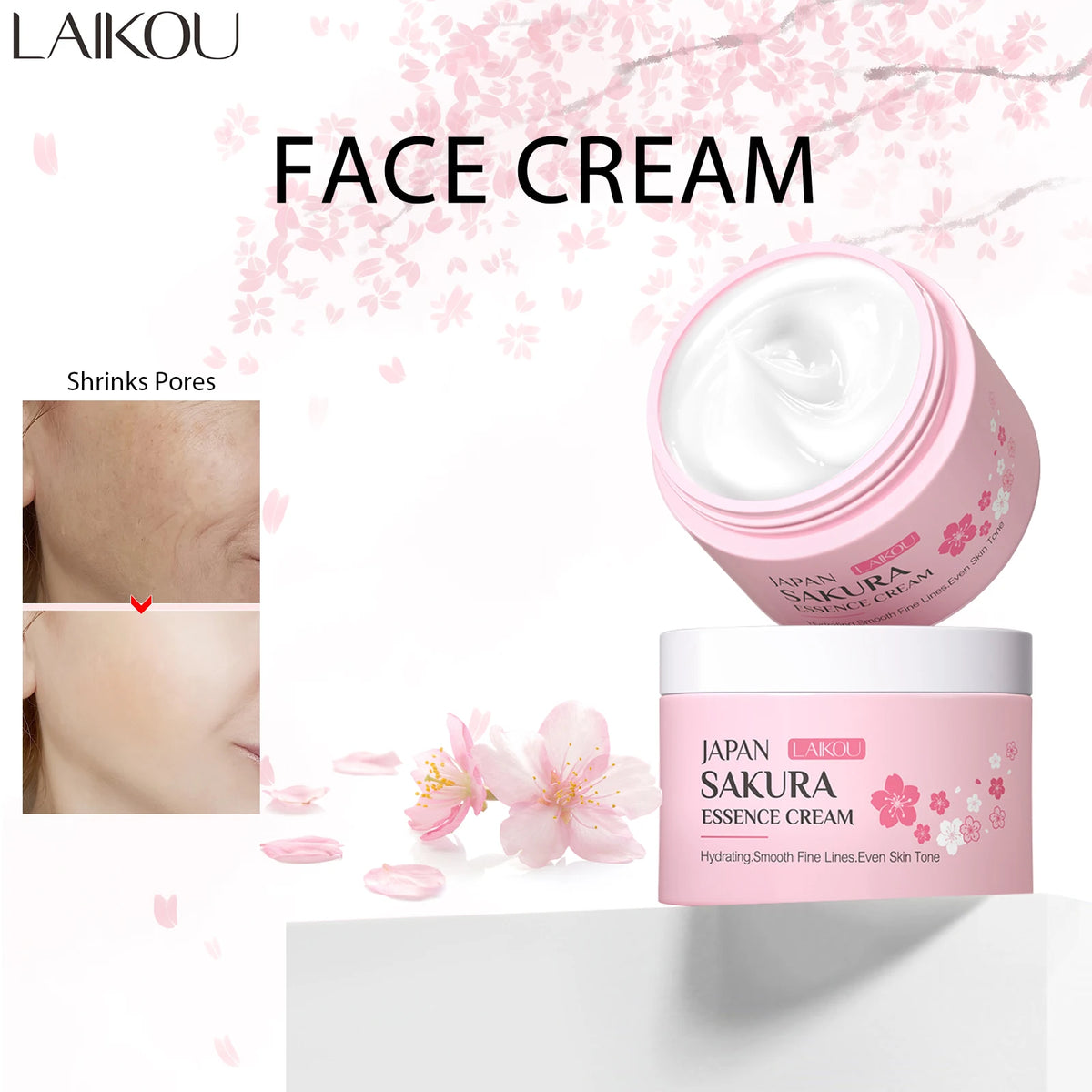 LAIKOU New Sakura Essence Cream Moisturizing Face Cream Nourish Skin Improving Dryness Face Brightening Cream Skin Care 25g