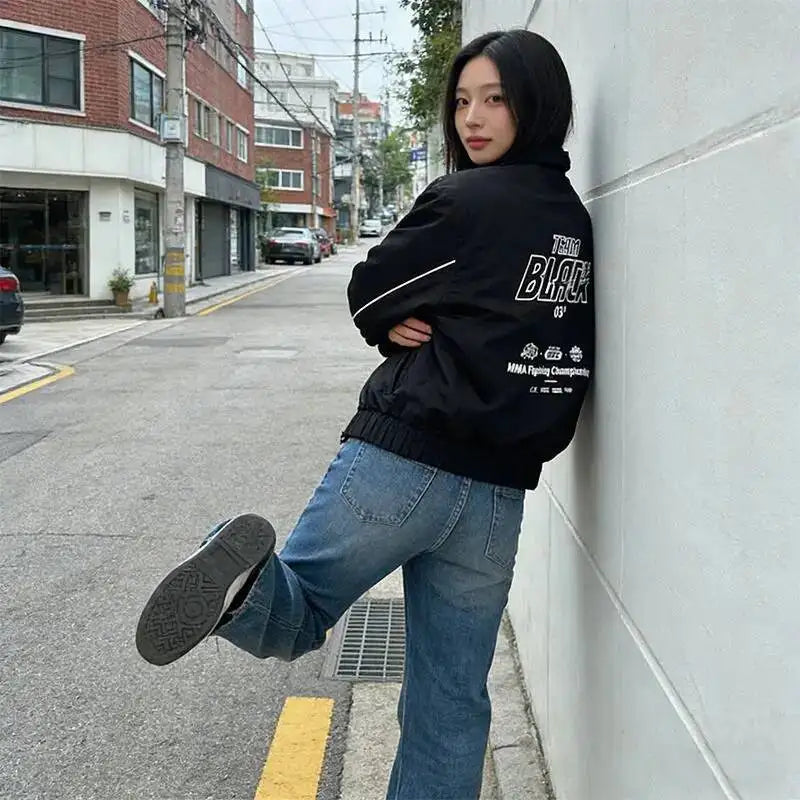 Korean Manhwa Jinx Team Black Windbreaker Jacket Men Women Sports Coat Loose Track Activewear Joo Jaekyung Cosplay Y2K Clothes