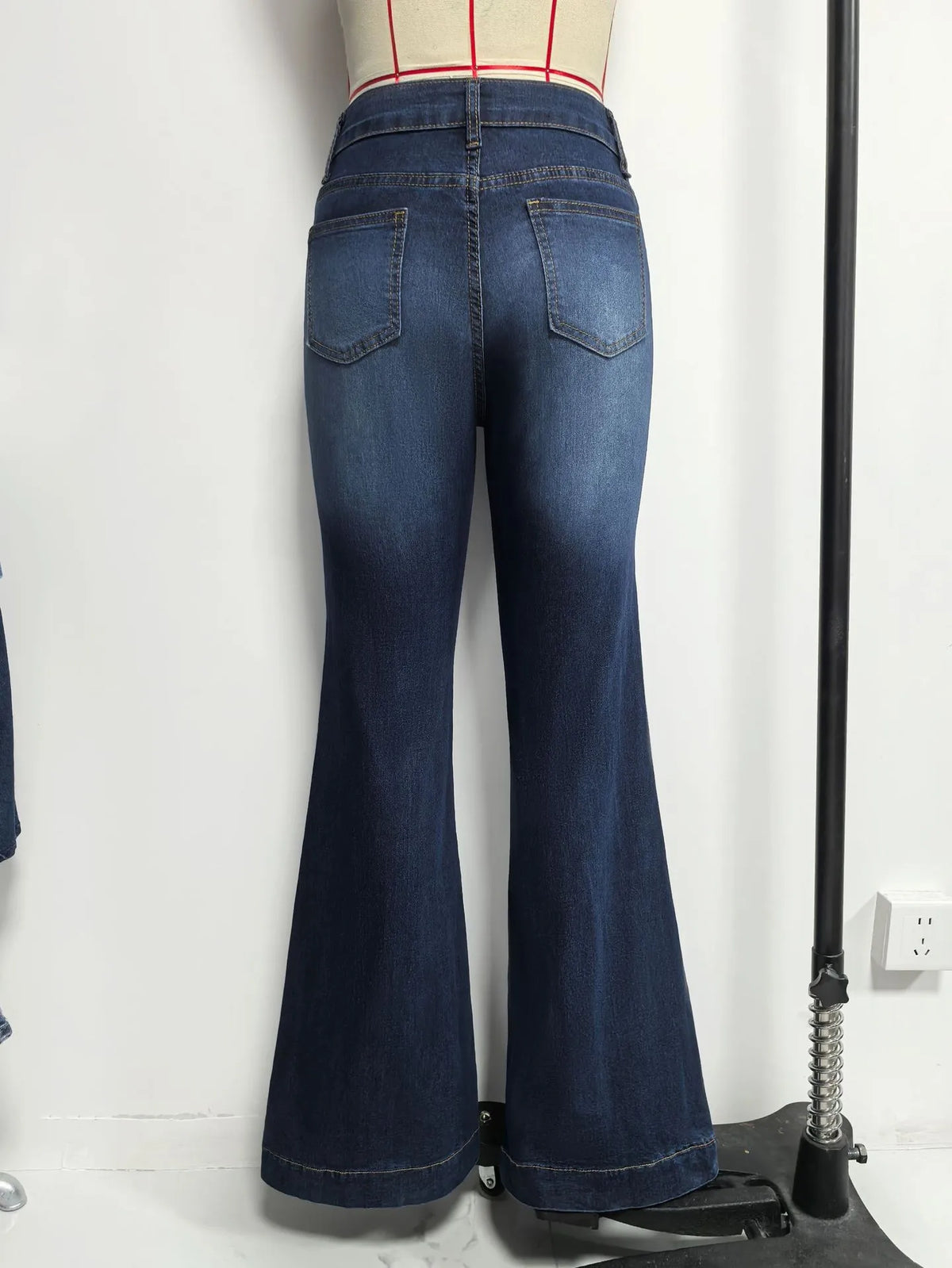 High Waist Flared Jeans Street with Flared Leg Stretchy Patchwork Long Pants Spring Sexy American and European Style Women Jeans