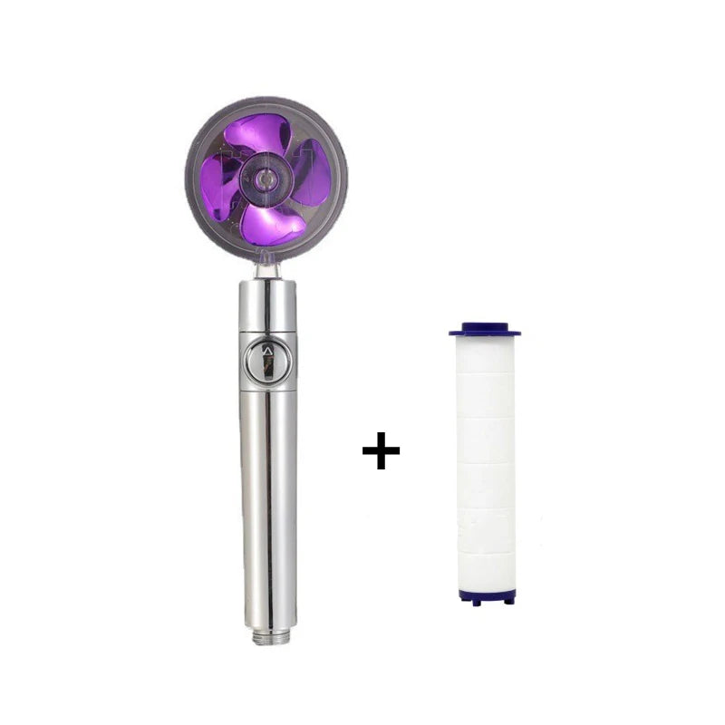 Shower Head Water Saving Flow 360 Degrees Rotating with Filter & Fan ABS Rain High Pressure Spray Nozzle Bathroom Accessories