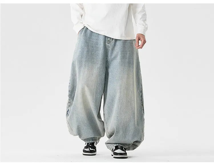 Streetwear Men Wide Leg Denim Pants Harajuku Baggy Jeans Male Casual Oversized Jean Trousers Men Fashion Large Size 5XL