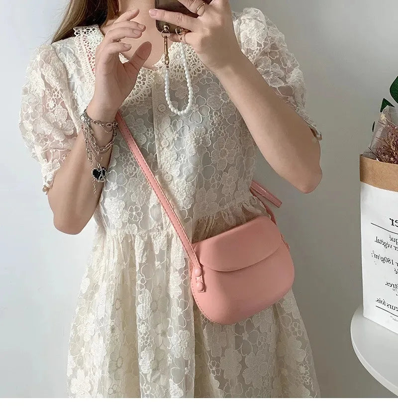 Candy Color Women's Saddle Shoulder Bag Casual Portable Female Small Clutch Handbags Sweet Fashion Ladies Purse Crossbody Bags