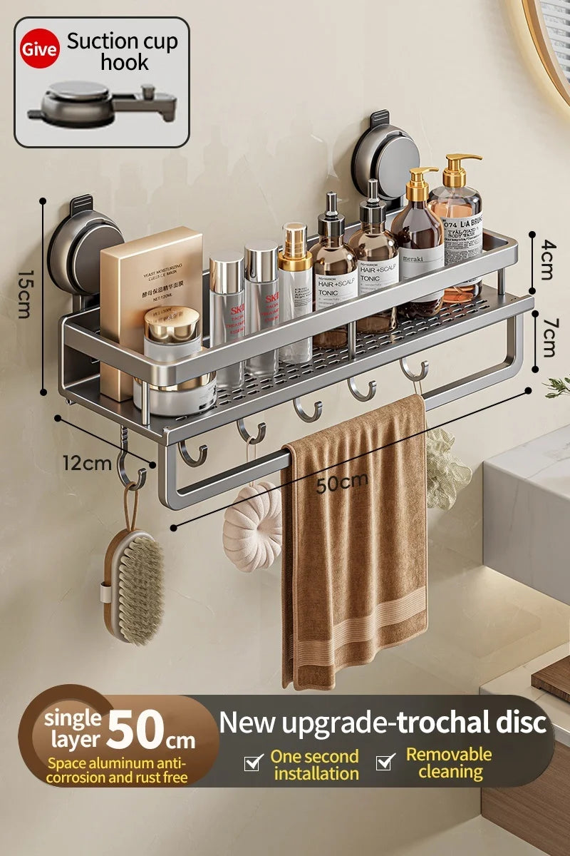 Toilet storage rack, bathroom washbasin, toilet, shower room, kitchen, wall mounted non perforated towel rack