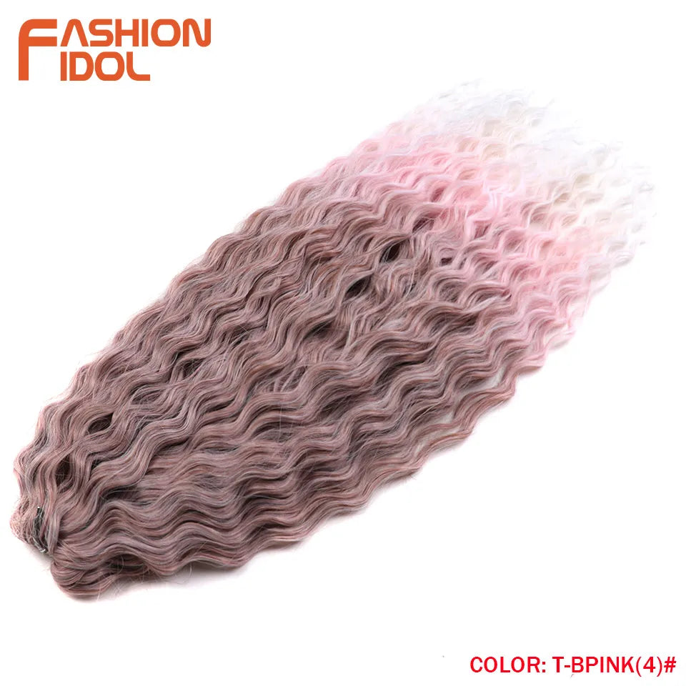 FASHION IDOL 24 Inch 300g Ariel Hair Synthetic Crochet Curly Hair Water Wave Braid Hair Ombre Blonde Braiding Hair Extensions