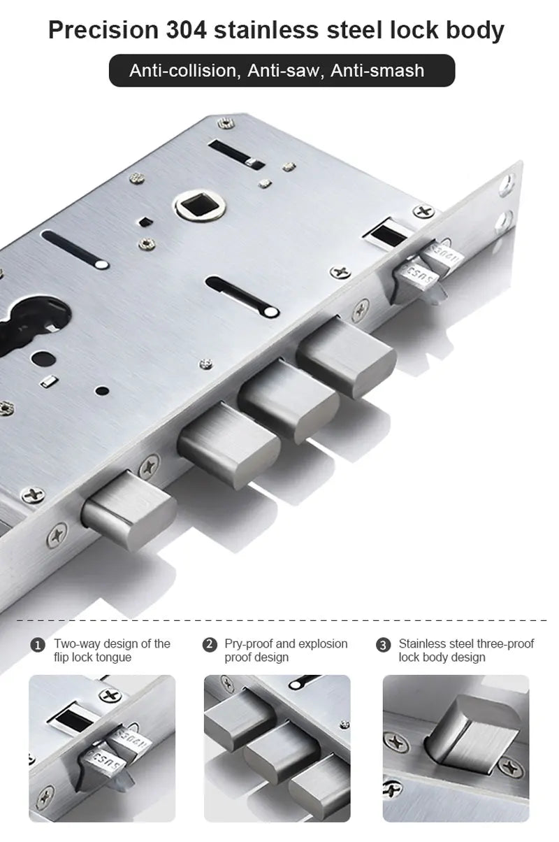 5050 5072 5572 4585 6085 Mortise Tuya WiFi Video Intercom 3D Face Recognition Smart Lock Biometric Camera Auto Keyless Lock