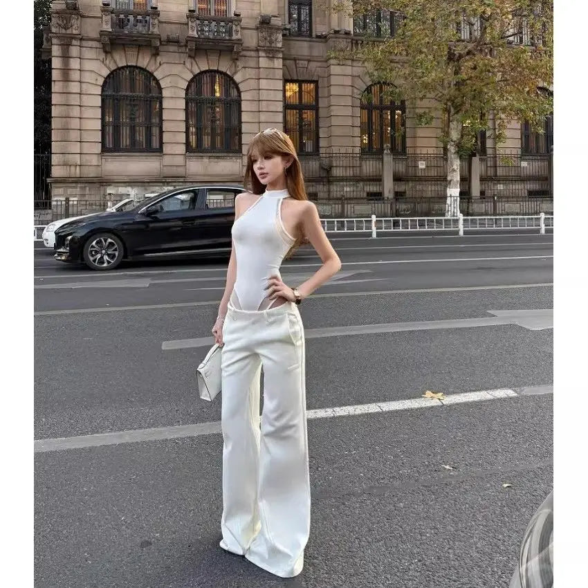 2026 Summer Fashion New Women's Design High-end Jumpsuit Street Style Hanging Neck Slim and Sexy Jumpsuit Top