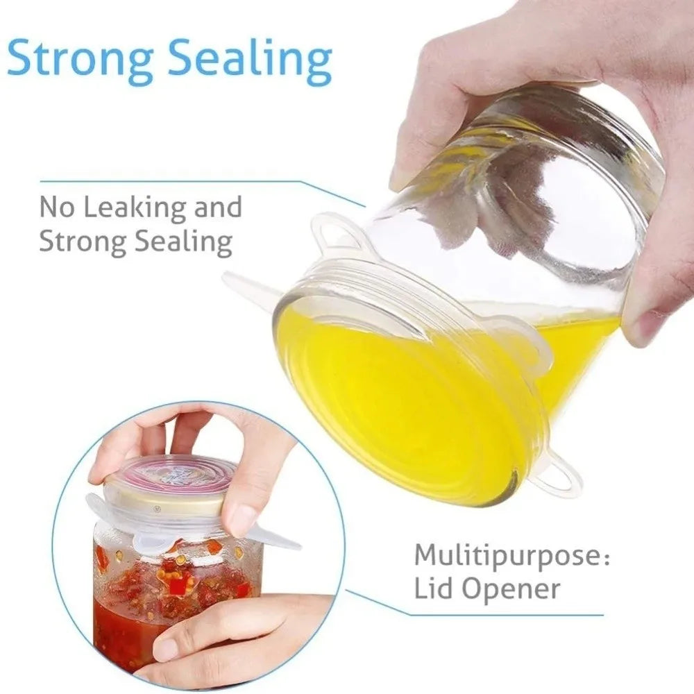 6PCS Food Reusable Fresh-keeping Cover Kitchen Gadgets Non-slip Bowl Cap Stretch Silicone Lids