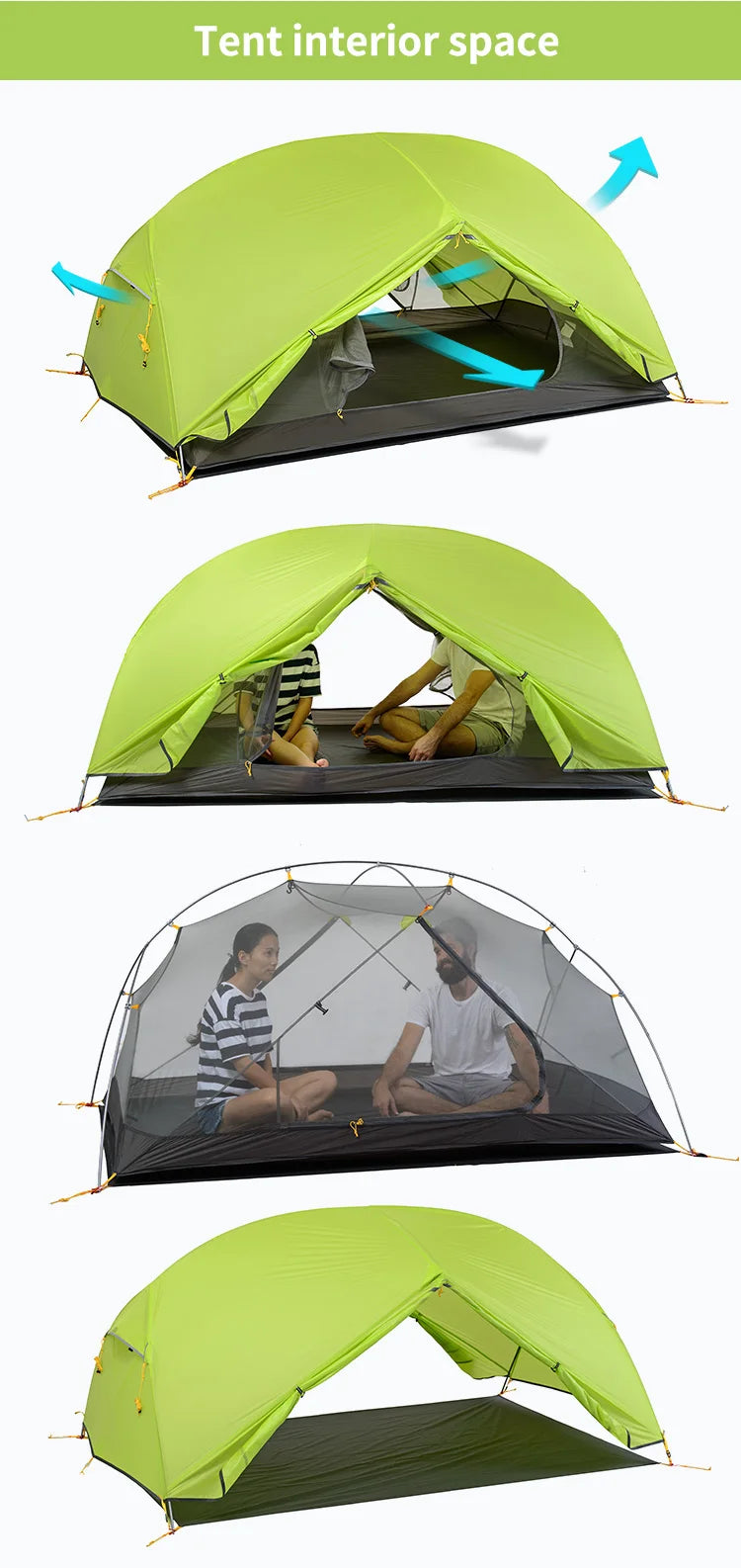 Naturehike Mongar Tent Camping Tent 2 Person Ultralight Professional Waterproof & Windproof Backpack Tent 20D Nylon Travel Tent