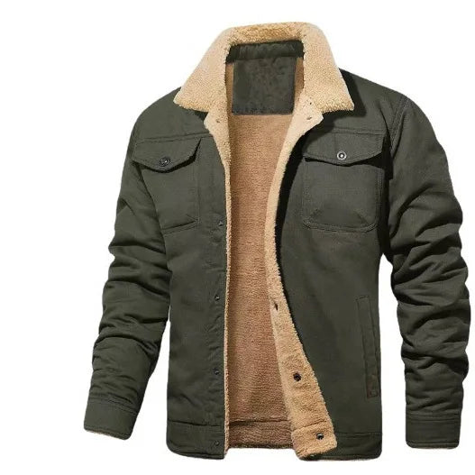 New in autumn and winter, men's jacket, velvet cotton tooling casual coat