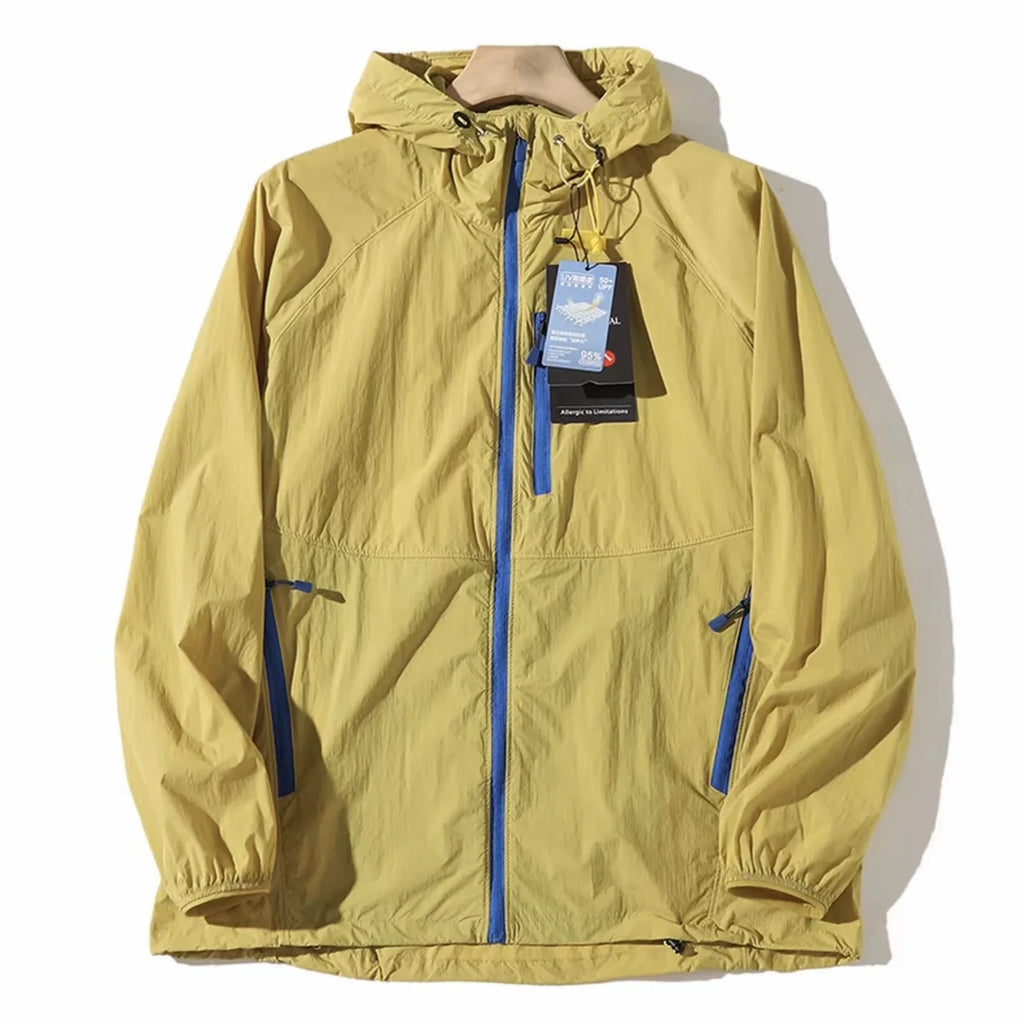 High Quality Outdoor Hooded Jacket Couple Matching Summer Sports Wear Men's Style Two-Way Zipper Waterproof Running Clothes