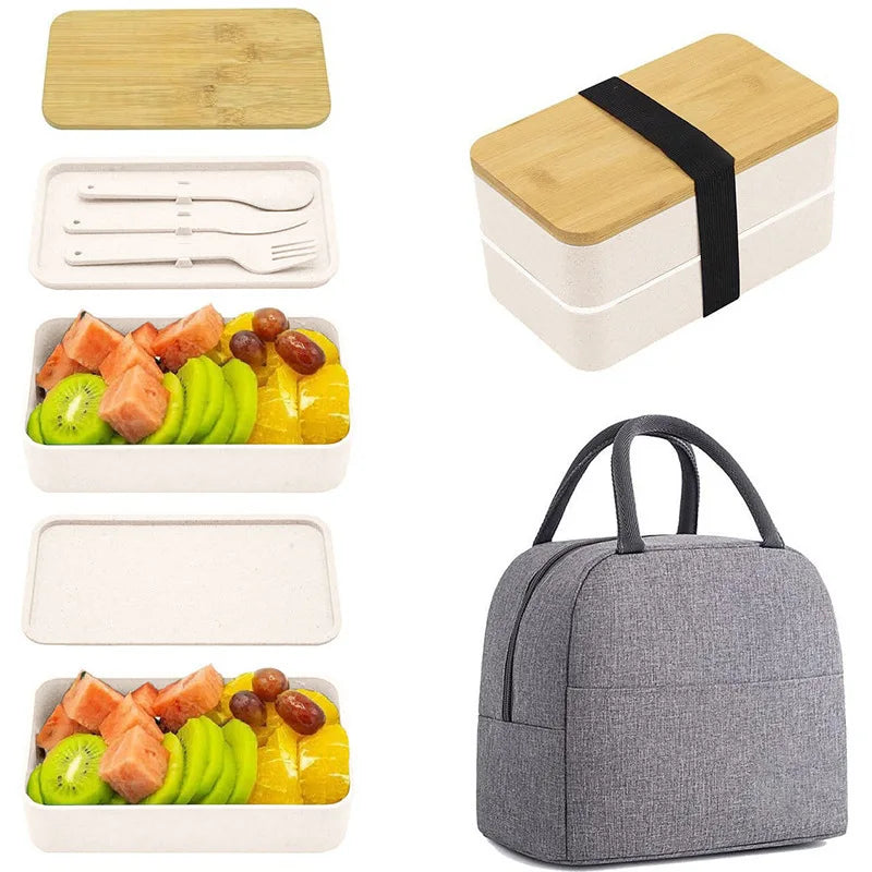 Stackable Bento Box with Utensils 1200ML All-in-One Meal Prep Compartment Lunch Containers Leak Resistant Lunch Box JT440