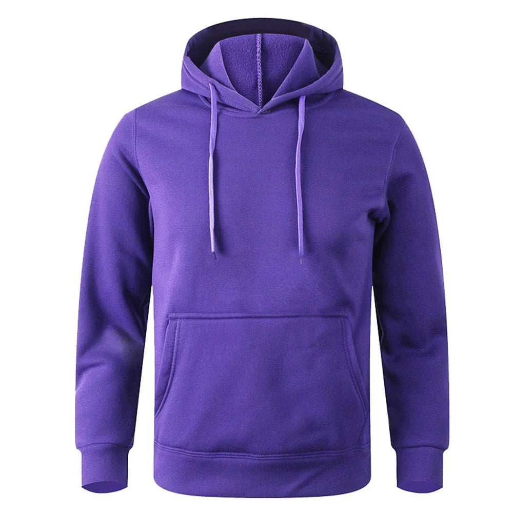 Autumn Winter Men Fleece Warm Mens Sweatshirt Casual Solid Color Streetwear Pullovers Sport School Fashion Hot Sale Hoodies