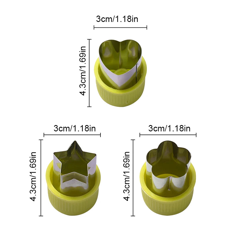 3PCS Star Heart Shape Vegetables Cutter Plastic Handle Portable Cook Tools Stainless Steel Fruit Cutting Die Kitchen Gadgets