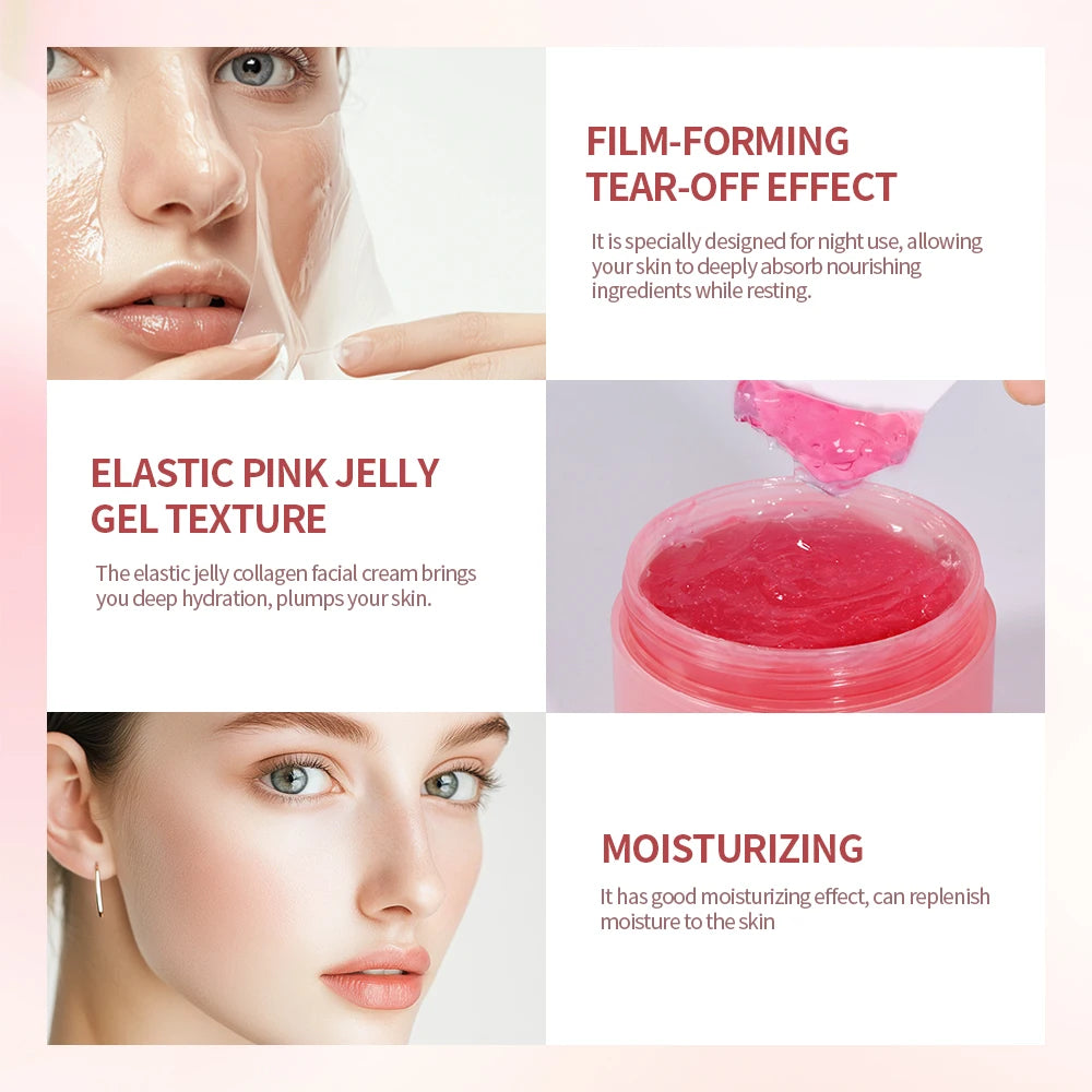 4pcs/set Collagen Jelly Cream Peel-Off Mask Salmon Collagen essence Collagen Overnight Facial Mask Wrapping Firming Moisturizing