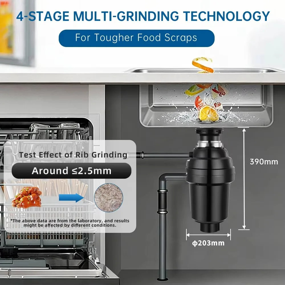 0.5HP  Household Kitchen Sink Food Waste Disposer Machine Continuous Garbage Shredder Processor with CE CB Certification