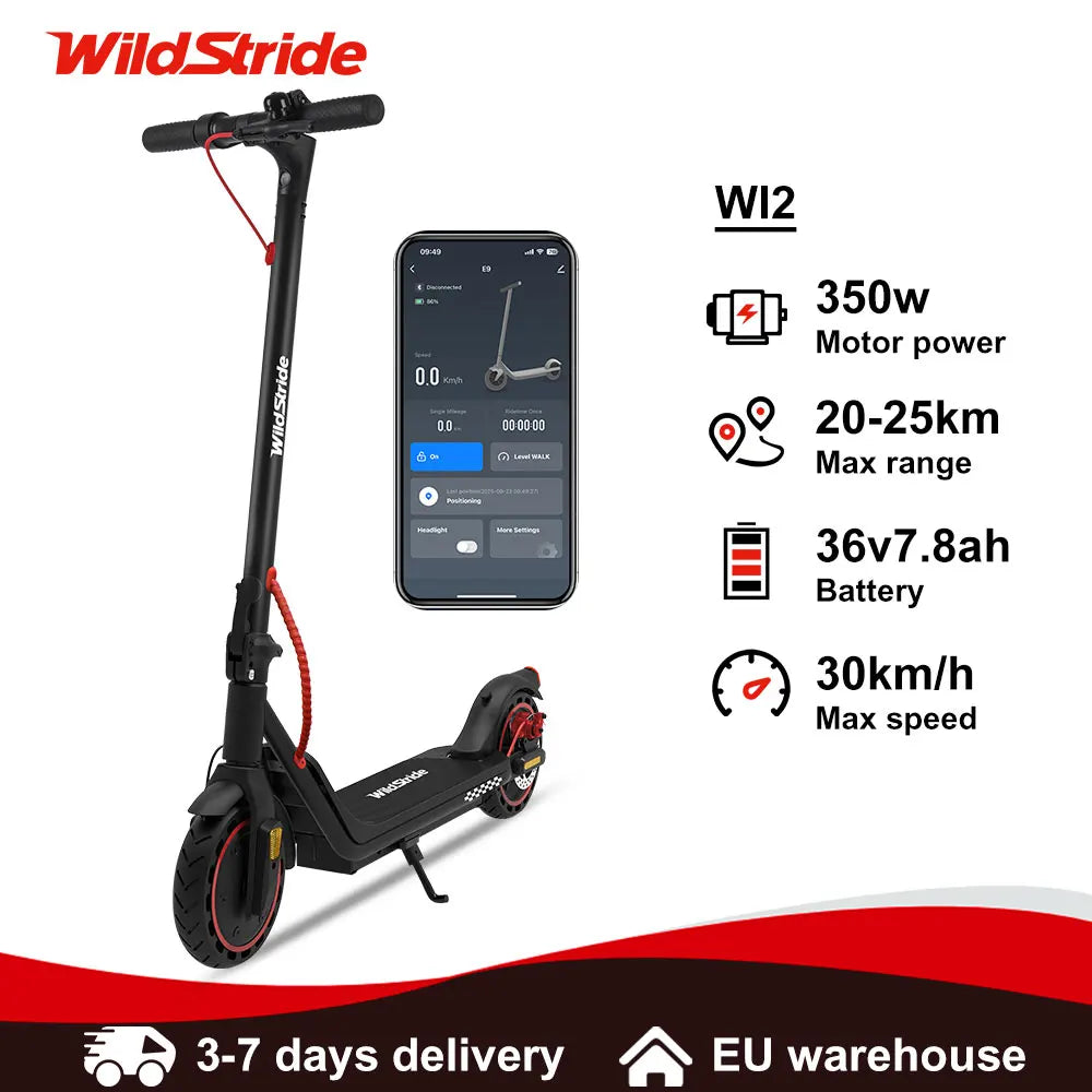 Wildstride WI2 Electric Scooter 350w Motor 36v 7.8ah 30km/H 25km Range 8.5 Inch Honeycomb Tire App Foldable Adult Escooter Kick