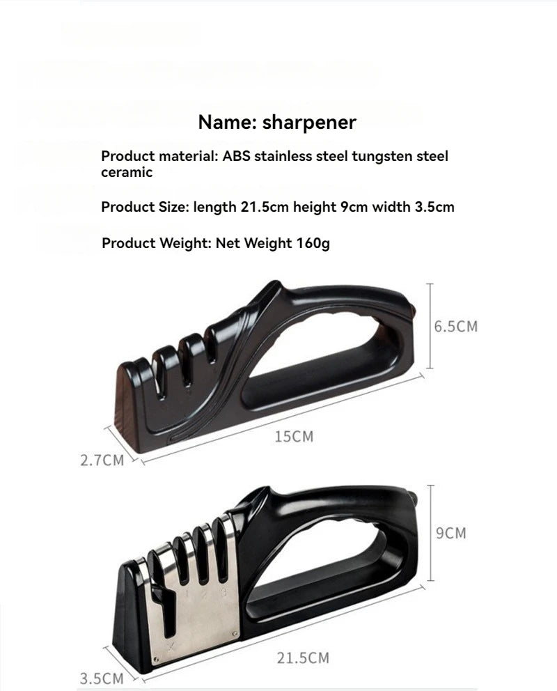 Multifunctional Kitchen Knife Sharpener 4 Segments Portable with Non-slip Base Household Essential Gadgets for Sharpening Knives