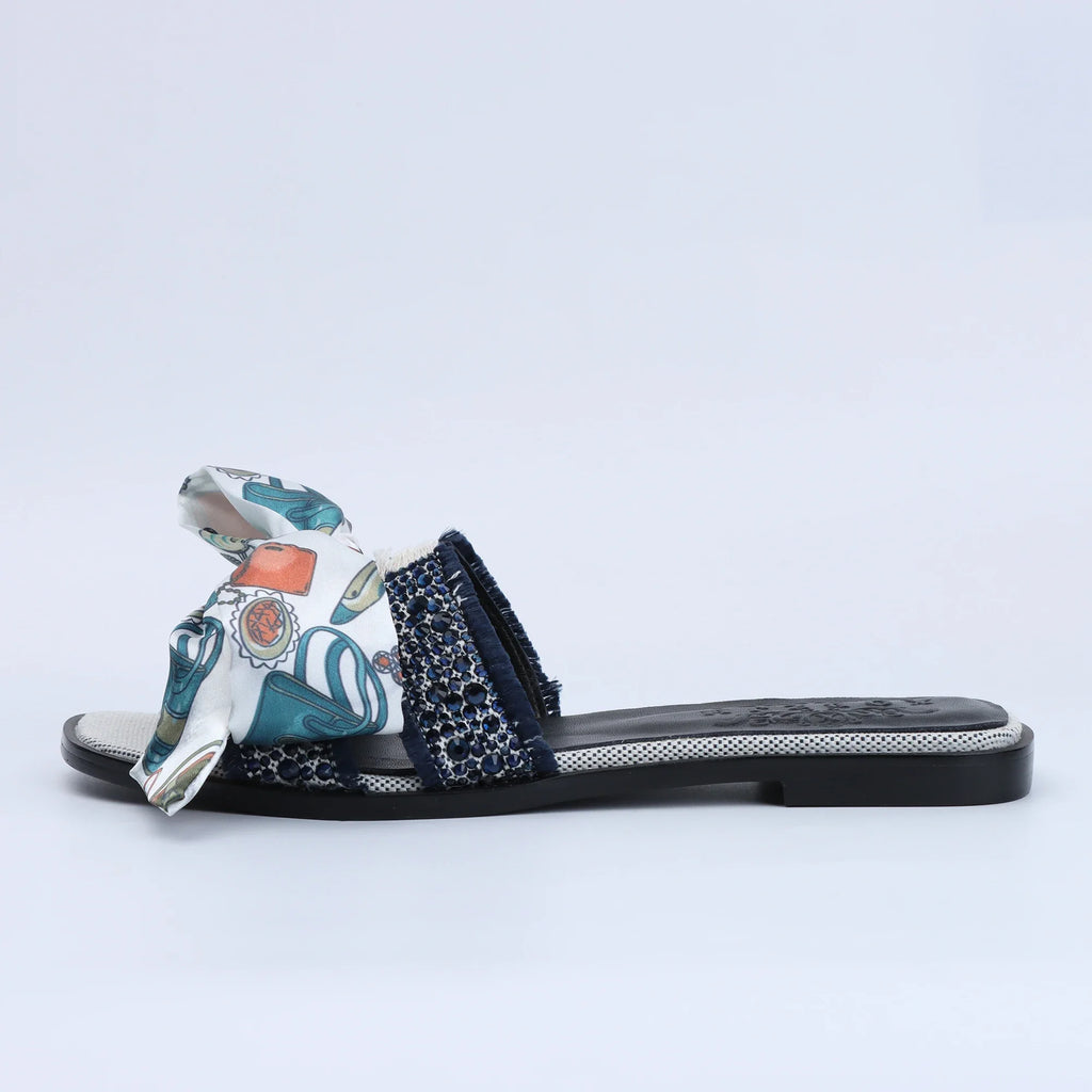 Women's Dressy Flat Rhinestone Sandals Comfortable Slip On Leather Sandals Shoes Women 2024 Luxury Brand High Quality Shoes