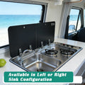 JDA RV Sink with Dual-Burner Gas Stove Combo Built-in Camper Van, Caravan & Motorhome Kitchen Unit 304 Stainless Steel CE
