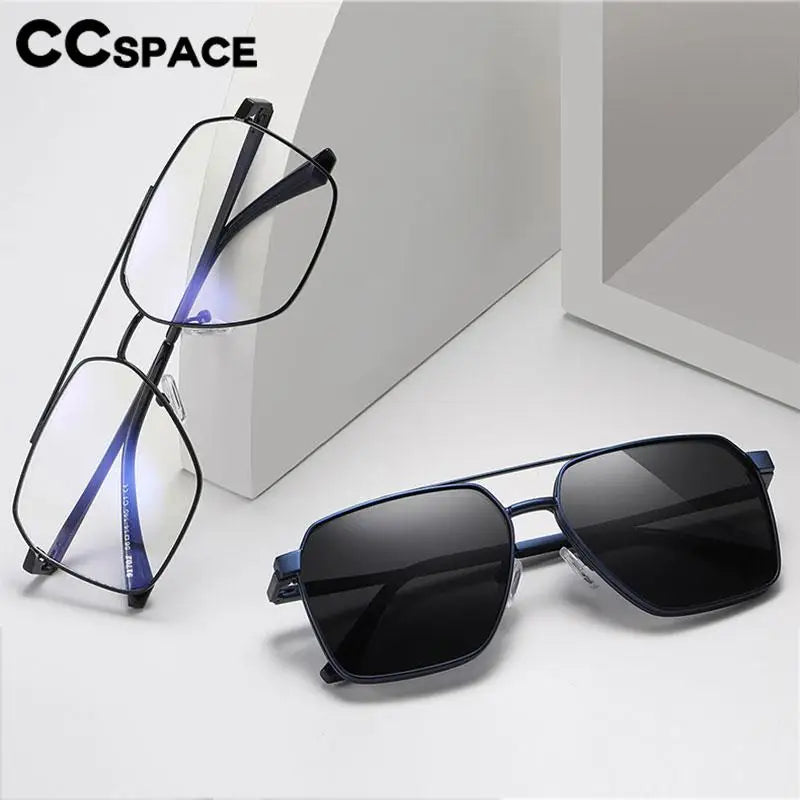R57638 Polarized Clip Metal Spectacle Frame Casual Spring Hinge Presbyopia Eyeglasses Customizable Prescription Eyeglass