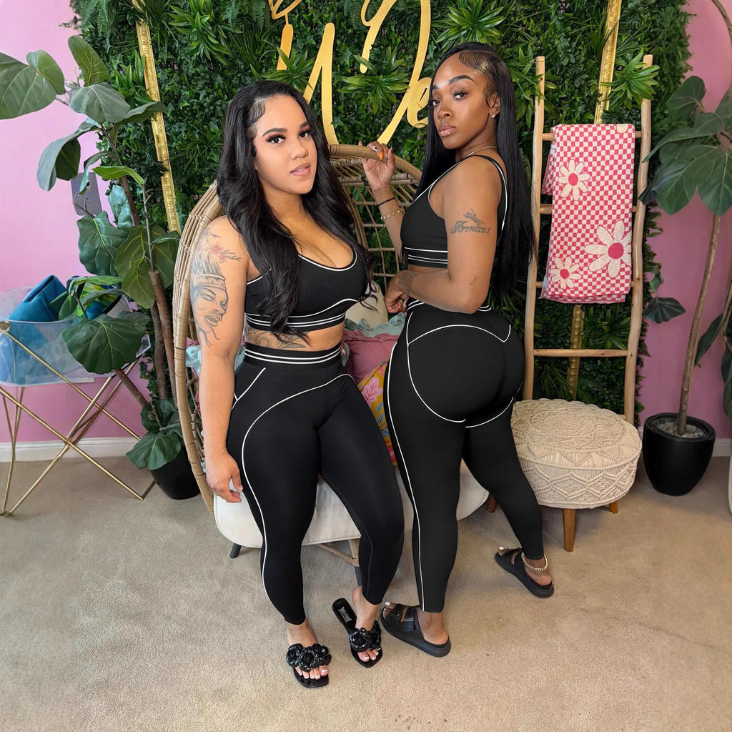 2026 Women's Summer Tank Top and Pants Slim Fit Comfortable Sports Fitness Set Two Piece Set and Belly Tight Pants Set