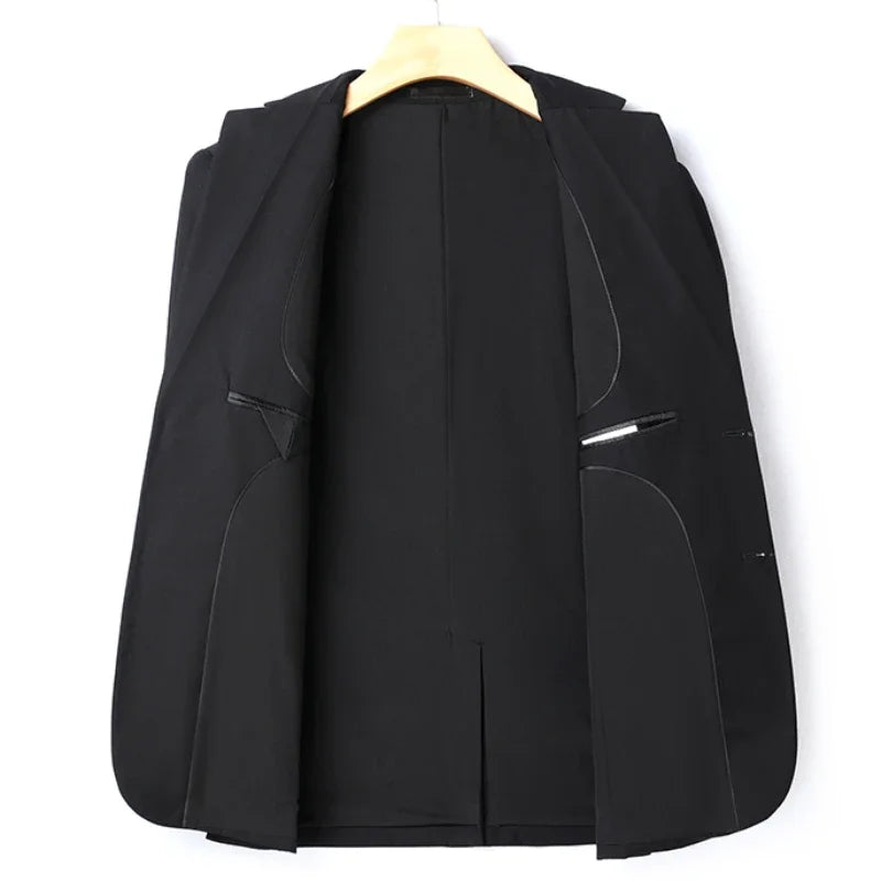 8XL Suit (Blazer+pants) Fashion Business Gentleman Italian Style Slim Solid Color Professional Suit Wedding Groom Best Man Suit