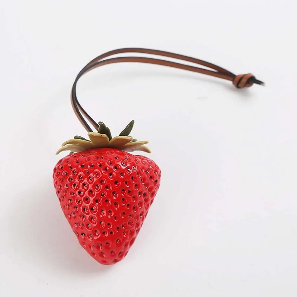 Funny Waterproof Strawberry Key Ring Elegant Alloy Versatile Bag Charm Handmade Vivid Red Resin Fruit Pendant Girls